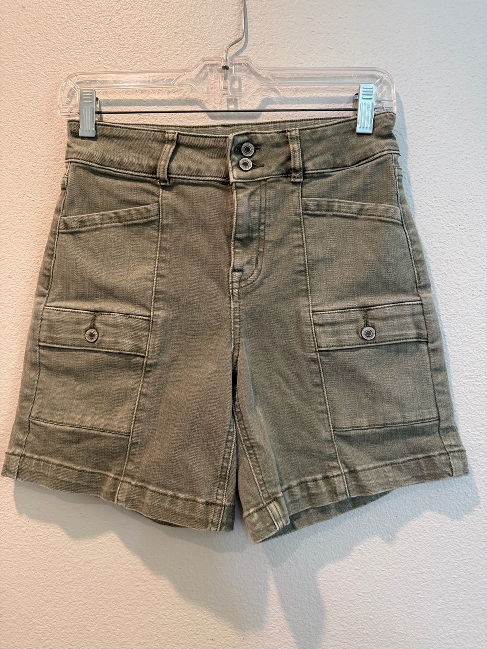 Olive Utility Cargo Shorts with Front Patch Pockets